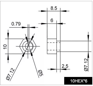 eccentric-spacers 6mm 10HEX