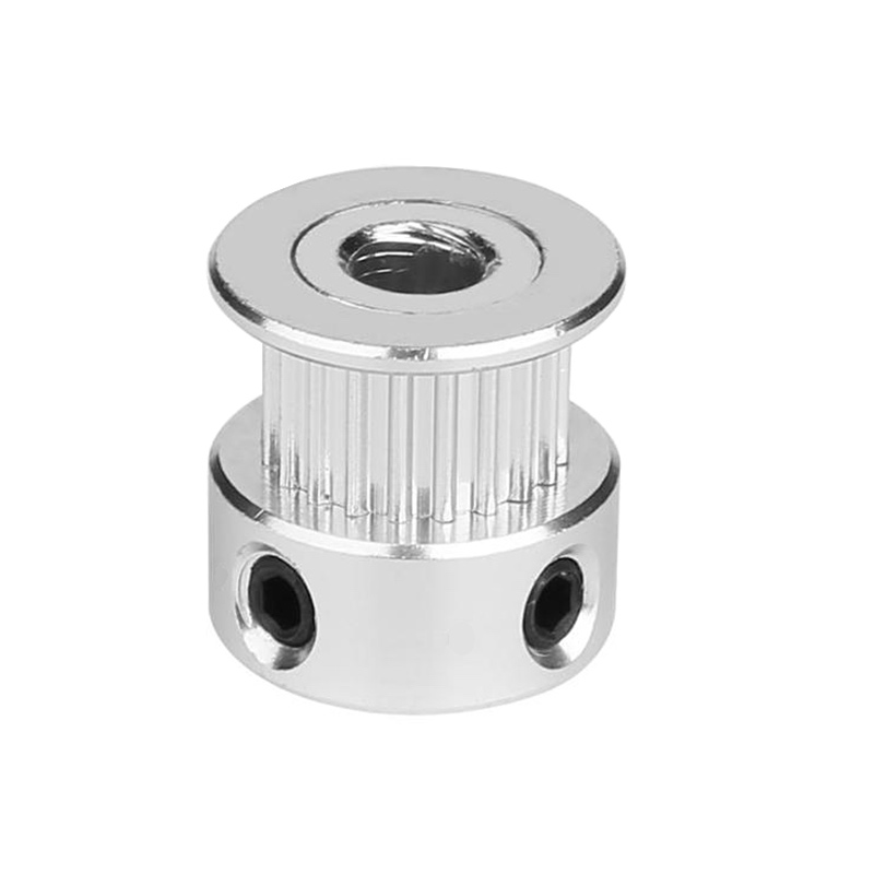 This is GT2 Pulley 20 Teeth 4mm Bore 6mm Width. The pulley consists of 20 Teeth and a 4mm inner bore. The aluminium body the makes the surface of the pulley lustrous and shiny. The construction is robust, thus making the pulley highly durable to use. The rounded teeth of this tooth and belt are engaged together longer providing a smoother transition between teeth, good performance for 3D printers. The pulley is used in the machines like 3D Printers, CNC Machines and other DIY Robotics and automation. This pulley gives a better performance with GT2 6mm Width Belt.